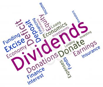 Dividends Word Showing Stock Market And Words 