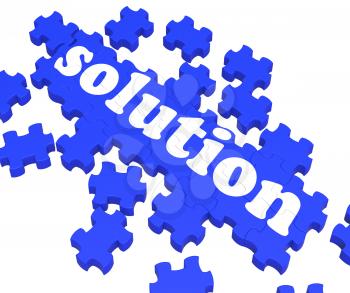 Solution Puzzle Shows Business Success And Achievement