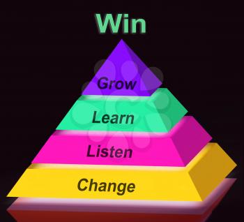 Win Pyramid Sign Showing Success Accomplishment Or Victory