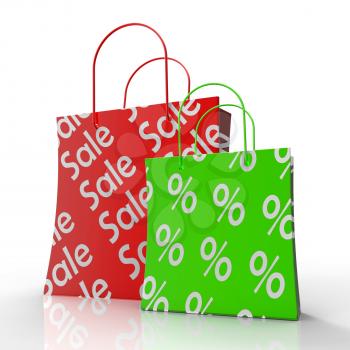 Sale Shopping Bags Shows Reductions Or Discounts