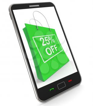 Shopping Bag Showing Sale Discount Twenty Five Percent Off 25