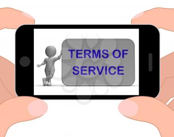 Terms Of Service Phone Showing Agreement And Contract For Use