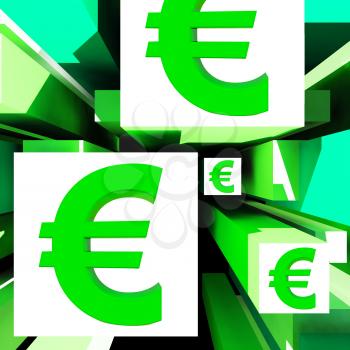 Euro Symbol On Cubes Shows European Profits And Investments
