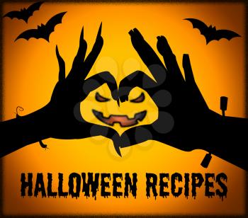 Halloween Recipes Indicating Trick Or Treat And Prepare Food