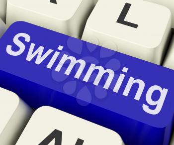 Swimming Key On Keyboard Meaning Water Sport 
