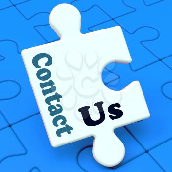Contact Us Puzzle Showing Helpdesk Communication And Help