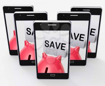 Save Piggy Bank Phone Showing Product Discounts And Bargains