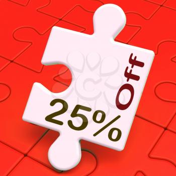 Twenty Five Percent Off Puzzle Meaning Reduction Or Sale 25%