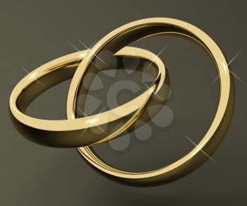 Gold Rings Represent Love Valentines And Romance