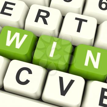 Win Computer Keys Representing Successes And Victory