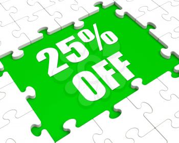 Twenty Five Percent Off Puzzle Meaning Cut Reduction Or Sale 25%