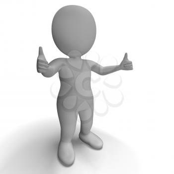 Thumbs Up 3d Character Showing Success And Approval