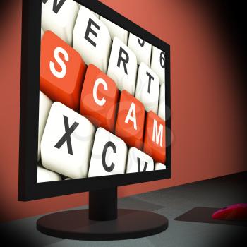 Scam On Monitor Showing Schemes And Deceits