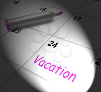 Vacation Calendar Displaying Day Off Work Or Holiday