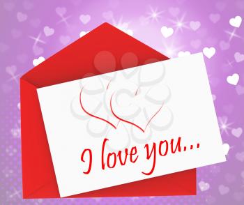 I Love You On Envelope Meaning Valentines Card Or Romantic Letter