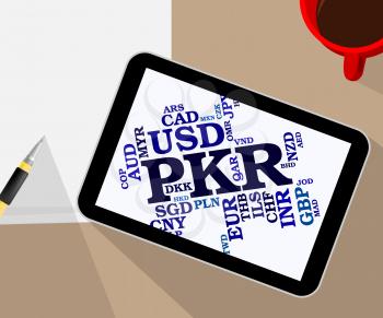 Pkr Currency Indicating Pakistani Rupee And Market