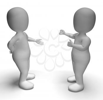 Discussion Between Two 3d Characters Shows Communication 