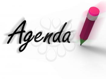 Agenda With Pencil Displaying Written Agendas Schedules or Outlines