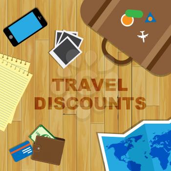 Travel Discounts Gear Laid Out Represents Holiday Deals And Savings