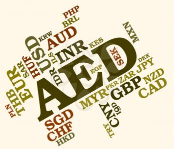 Aed Currency Representing United Arab Emirates And Worldwide Trading