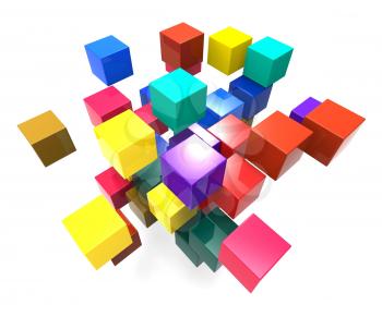 Exploding Blocks Showing Scattered Puzzle And Explosion