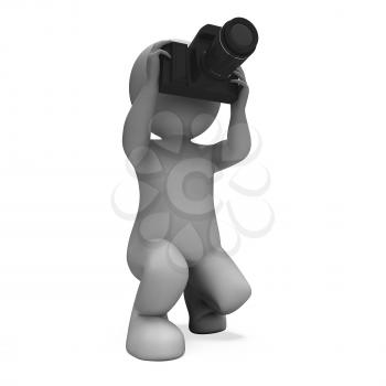Take A Photo Character Showing Photography Slr And Photographing