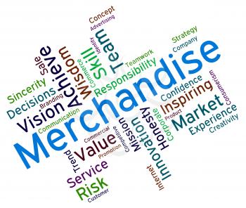 Merchantise Words Showing Goods Stock And Wordcloud 
