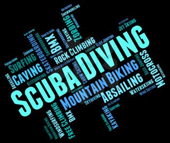 Scuba Diving Showing Underwater Scubadiving And Word 