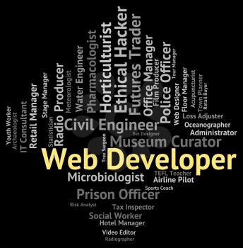 Web Developer Representing Searching Employment And Word