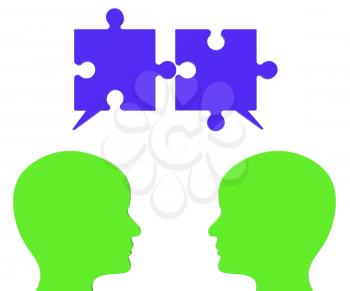 Speech Bubble Showing Jigsaw Puzzle And Chatting