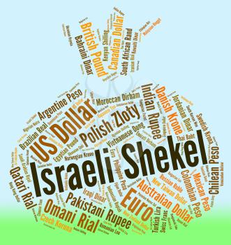 Israeli Shekel Indicating Exchange Rate And Text 