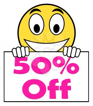 Fifty Percent Sign Show Sale Discount Or 50 Off