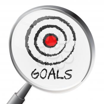 Goals Magnifier Representing Strategy Wish And Motivation