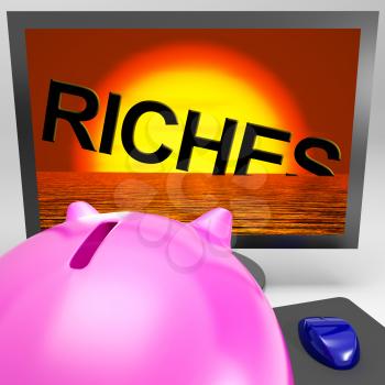 Riches Sinking On Monitor Shows Bankruptcy Or Lost Wealth