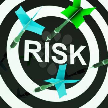 Risk On Dartboard Shows Unsafe Or Unsteady
