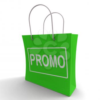 Promo Shopping Bag Showing Discount Reduction Or Save