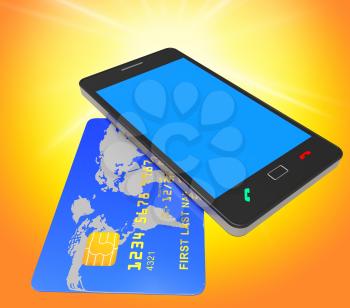 Credit Card Online Representing World Wide Web And Www