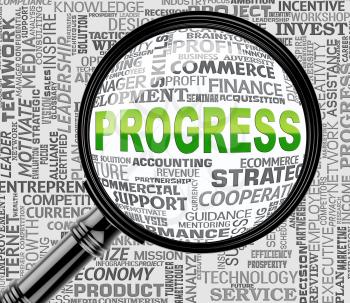 Progress Magnifier Meaning Magnify Forward And Progressing