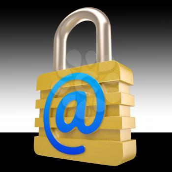 At Sign Padlock Showing Private Mail Secured