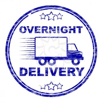 Overnight Delivery Stamp Representing Post Shipping And Package