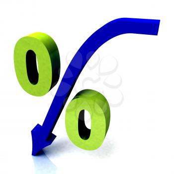 Green Percentage Symbol Showing Reduction In Price
