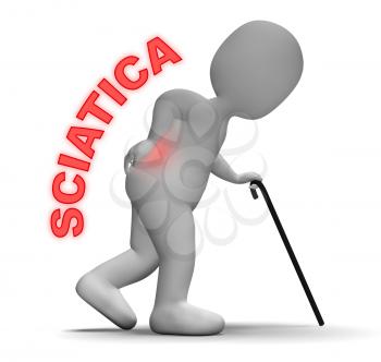 Character With Sciatica Pain Indicates Vertebral Column Problem 3d Rendering