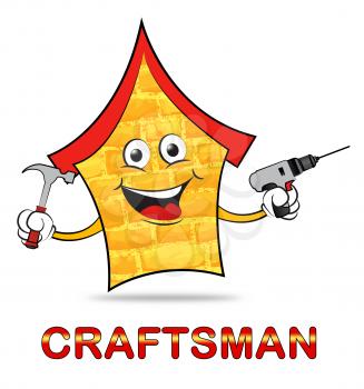 House Craftsmen Icon Means Home Handyman And Builder