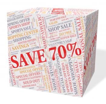 Seventy Percent Off Indicating Words Promo And Savings