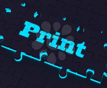 Print Key Showing Printer Printing Copying Or Printout