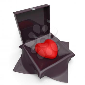 Gift Heart Showing Valentine Day And Giftbox