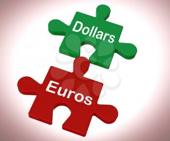Dollars Euros Puzzle Meaning International Money Exchange