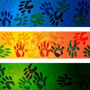 Handprints Background Meaning Hands Together And Abstract