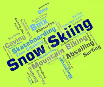 Snow Skiing Representing Winter Sports And Skis 