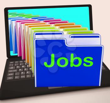 Jobs Folders Laptop Meaning Finding Employment And Work